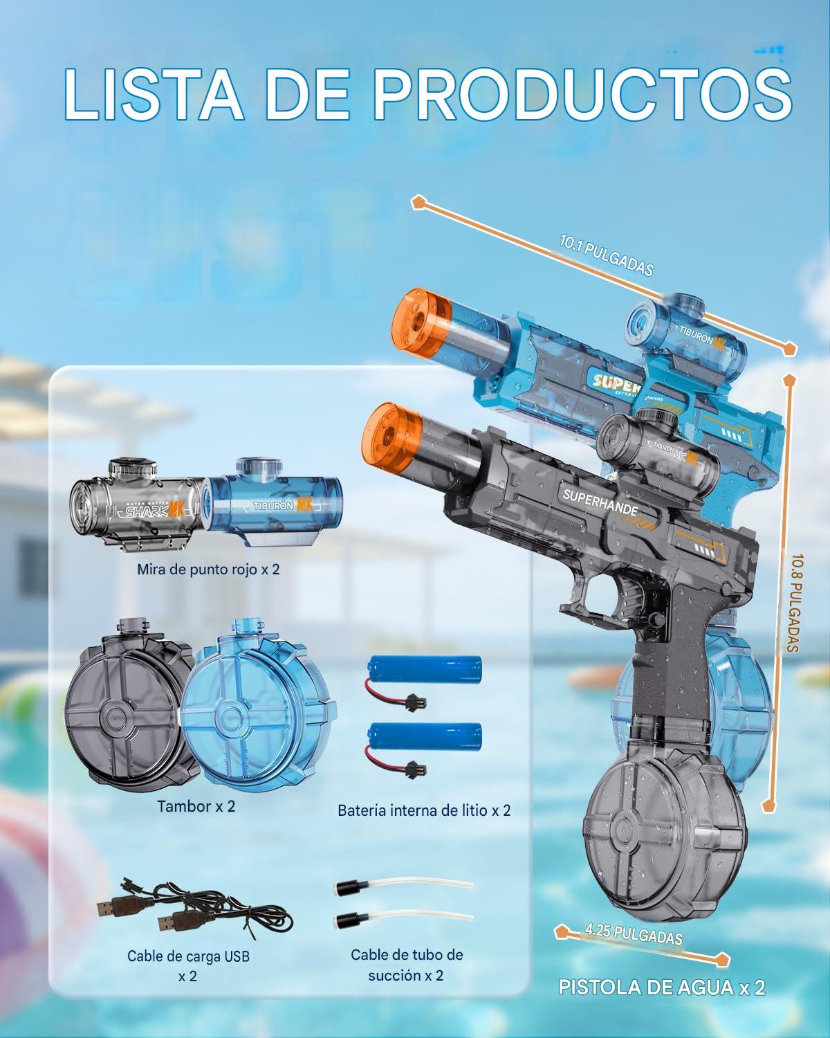 Pistola de Agua Niños con Llama LED