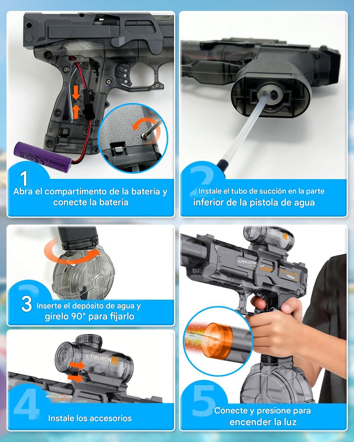 Pistola de Agua Niños con Llama LED