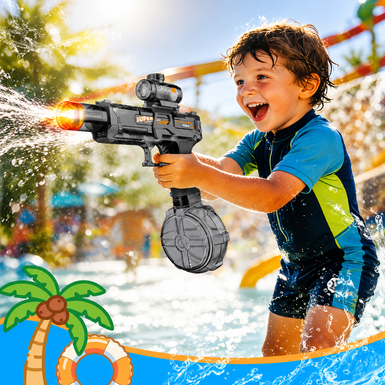 Pistola de Agua Niños con Llama LED