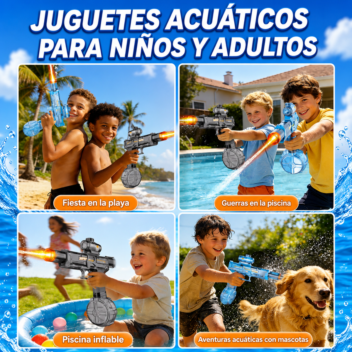 Pistola de Agua Niños con Llama LED